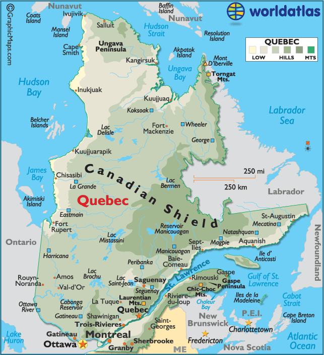 QUEBEC 1. What is the capital of Quebec? 2. Name the large river that flows from the Great Lakes to the Atlantic Ocean. 3.