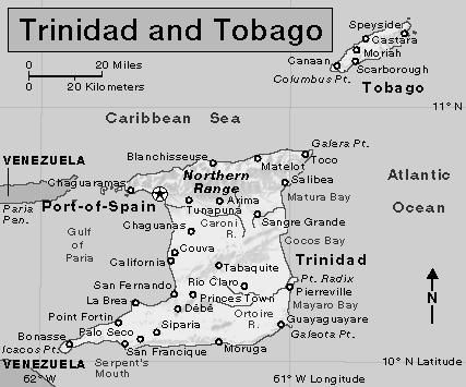 1. Name the South American country located to the west of Trinidad? 2. What is the capital of Trinidad-Tobago? 3.