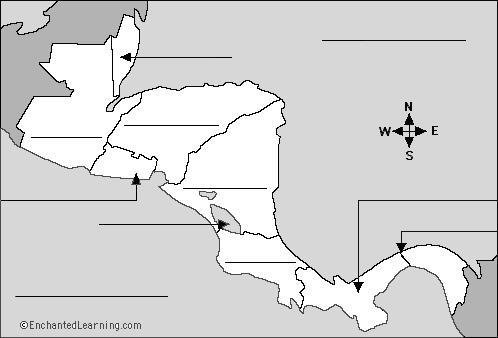 Central America Using a map, label the seven Central American countries (listed below) and color each a