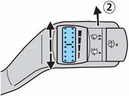 Povremeno brisanje (ako je ugrađeno) Vjetrobransko staklo Položaji ručice: Položaj Okretna komanda se koristi za podešavanje dužine intervala povremenog brisanja.