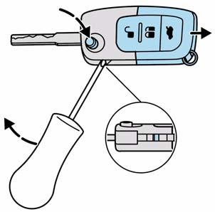 Brave (sigurnost) Zamjena baterije daljinskog upravljača ili pasivnog ključa Ako domet odašiljača u ključu postepeno pada, treba zamijeniti bateriju (tip