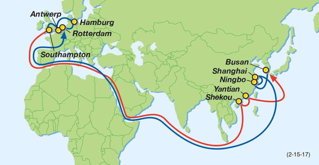 ANE FE4 Service: KR/CPRC Shuttle Korea China North Europe FE4 Port Rotation (ETA/ETD) 12 8 / 1 5 / 1 7 Busan (Fri/Sun) Ningbo (Tue/Thu) Shanghai (Thu/Sat) Rotterdam (Wed/Fri) Hamburg (Sat/Mon)