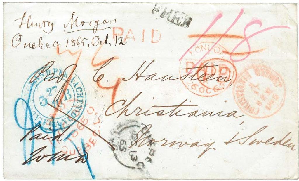 CANADA to NORWAY and DENMARK 1854 and