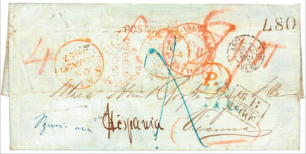 NEWFOUNDLAND to PORTUGAL 1856 and 1857 Two covers from Newfoundland to Vianna, Portugal Both