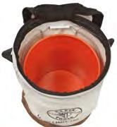 Load Rated Heavy Duty Top Closing Buckets No. 1 canvas. 150 lbs. (68 kg) Top of bucket zips closed. 14" diameter accommodates standard 5 gallon bucket.
