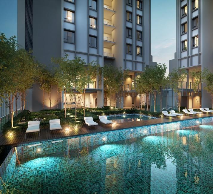 distance to Pavilion and 300m to new MRT station Wellness themed service apartment designed