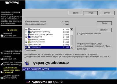 Biranje komponenti Windows-a 98 Dialog-box za biranje komponenti koje će se instalirati predstavljen je na slici 3.