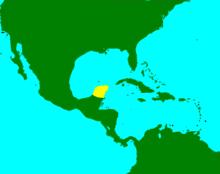 Yucatan Peninsula: surrounded by water on three sides.
