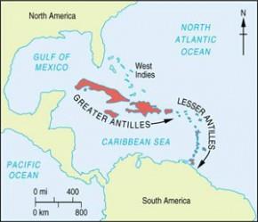 The Antilles extend from Venezuela to Florida.