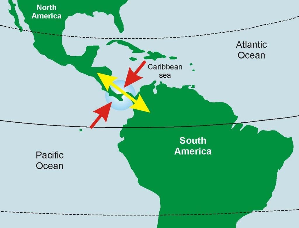 Physical Geography Landforms Central America is an Isthmus (a narrow strip of land connecting two larger land areas, usually with water on either side.
