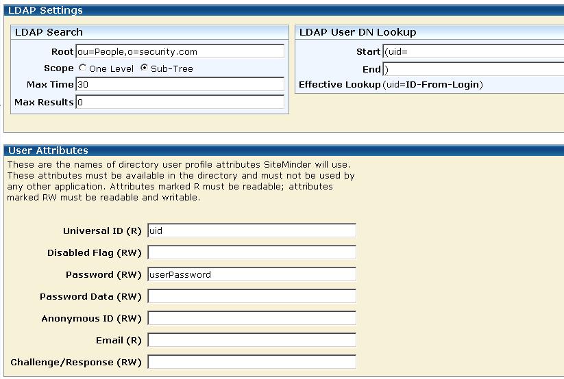 Enter the LDAP Settings and the User