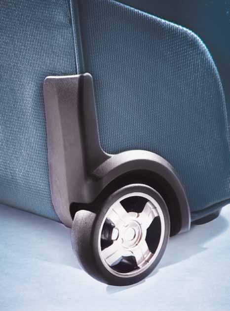 Durable wheel protection Protective wheel housings on Rollaboards provide durability over the long haul.