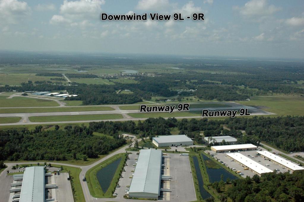 TRAFFIC PATTERN Downwind: Fly directly toward the BLUE-ROOFED terminal building.
