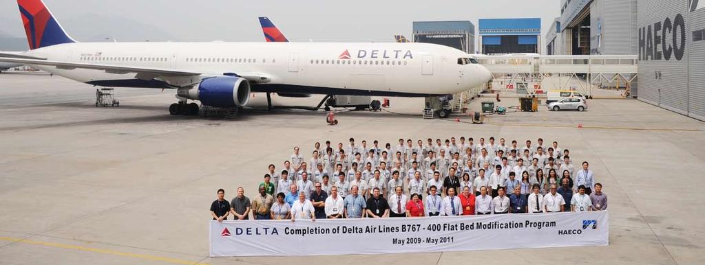 Cabin Reconfiguration Completion of Delta Air Lines Flat Bed Programme In 2010, Delta Air Lines appointed HAECO to conduct its Boeing 767-400 Flat Bed
