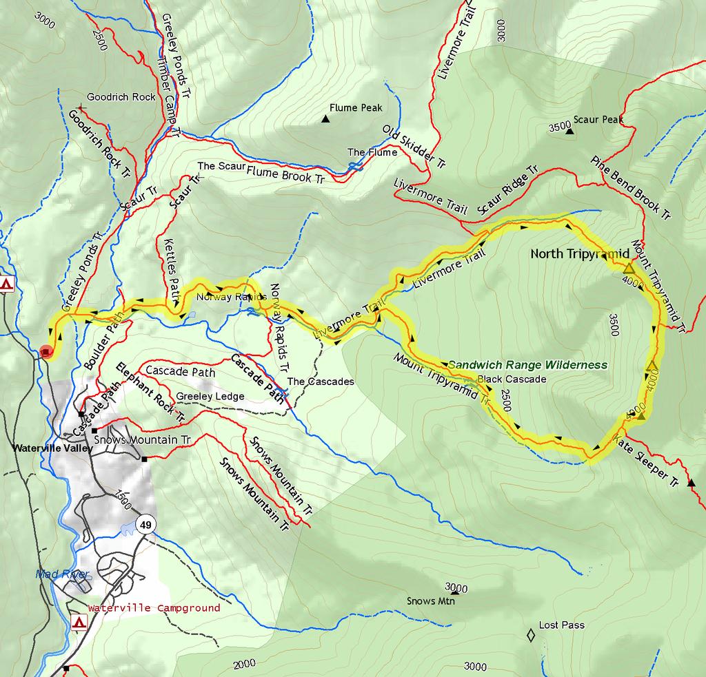 AMC August 12, 2010 TriPyramids via Slide Trails 0 2999 ft 2007, Appalachian Mountain