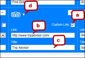 Perform these steps to add your external link. a. Select the Custom Link Box b.