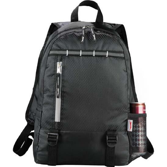 7 Slazenger Crossings Backpack Prev. Product Name Slazenger (TM) Crossings Backpack Descrip on Backpack made 210d nylon. Zippered main compartment with contrast interior.