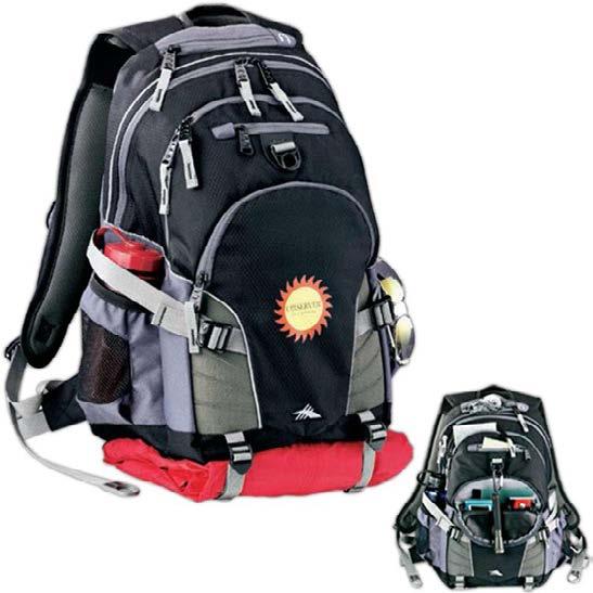 8 High Sierra Loop Backpack Prev. Product Name High Sierra (R) Loop Backpack Descrip on Backpack made of mini hexagon ripstop nylon, waﬄe weave, and 600d polycanvas. Mul compartment design.