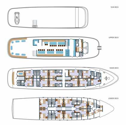 specifications Princess Aloha DECK PLAN Aloha Lower Deck Aloha Main Deck (8 cabins) (10 cabins) AT A GLANCE Length PRINCESS ALOHA 38 m Passengers 38 Cabins in total 18 Twin cabins 11 Double cabins 7