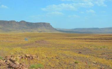 Away from the river dry, arid grasslands