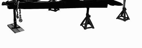 Place two jack stands (3 ton minimum rating each, one on each side of trailer) approximately 4 behind the front crossmember, under the main I-beam. 8. Lower frame down onto jack stands. 9.