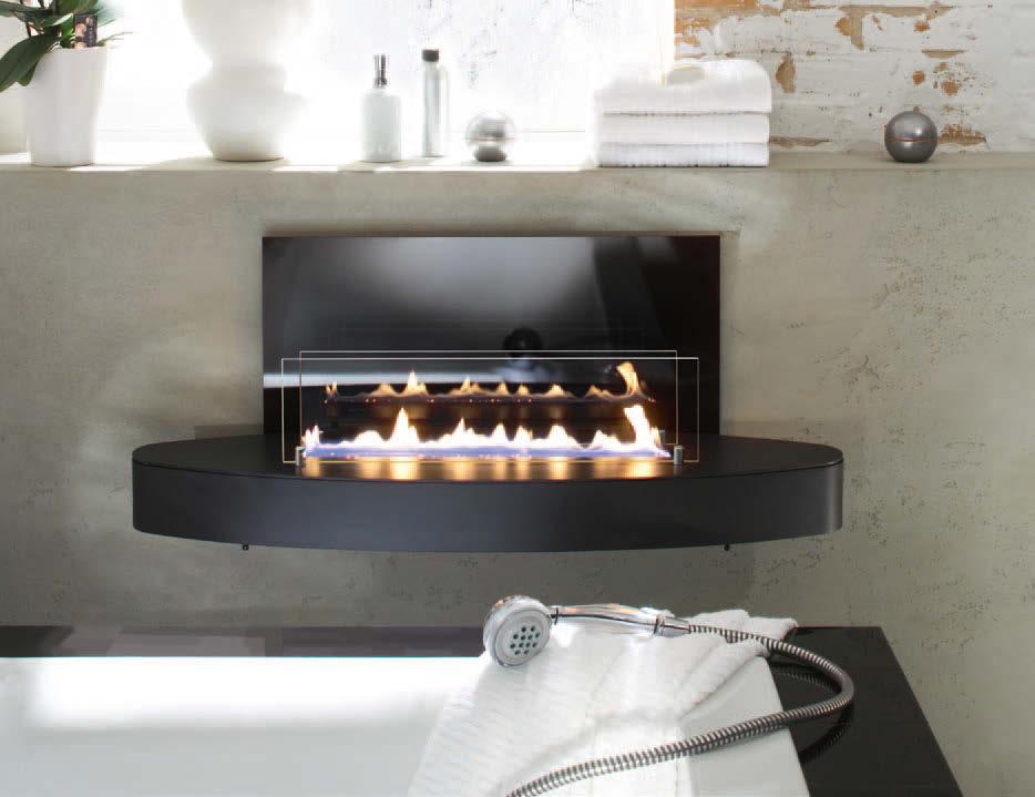 The Elipse reveals harmoniously flickering flames as a free-standing, wall-mounted or foot model.