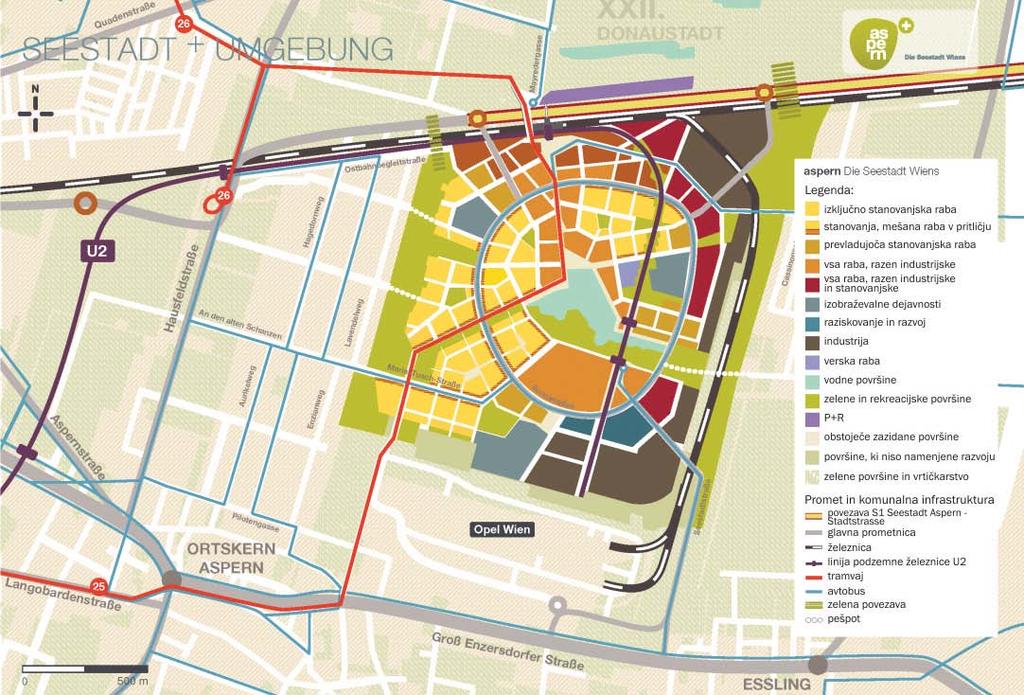 Nova soseska Aspern Dunajska mestna politika podpira»gradnjo za skupnost«(gemeindebauten), kakršna so socialna stanovanja, dobro integrirana v mestni prostor, z nizkimi najemninami in dobrim dostopom
