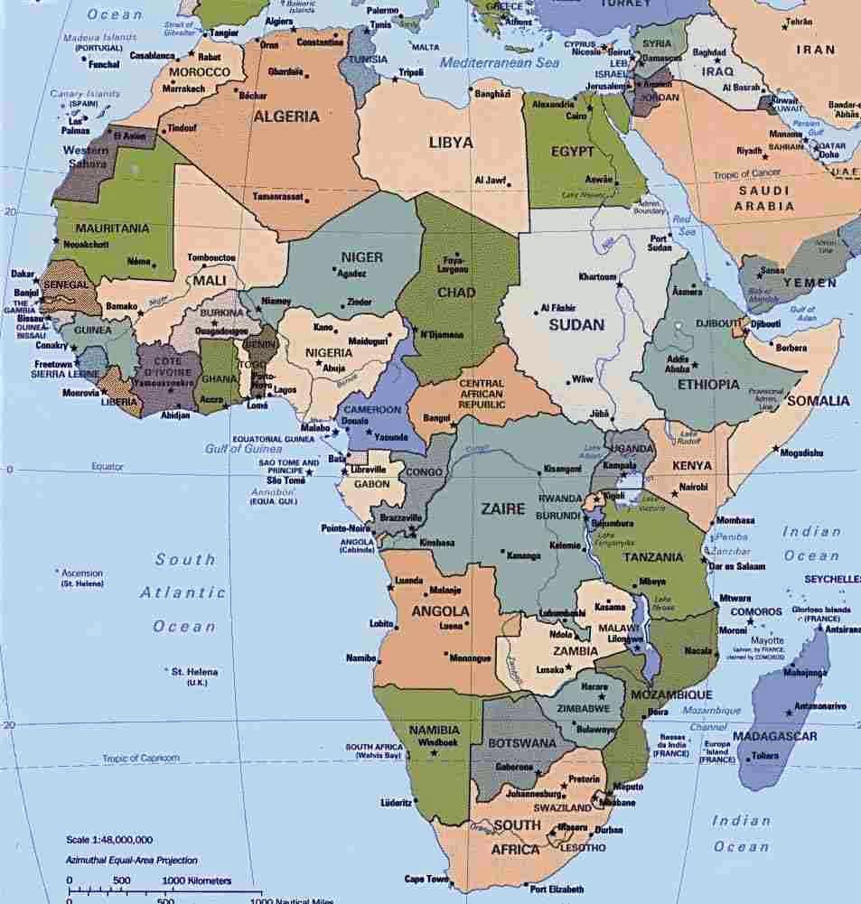 Find a map of Africa on a globe or on the internet, and find the