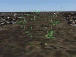 Landing with the HUD When the landing gear is extended, the HUD automatically switches to the landing mode.