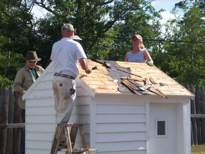 (Photo of Teacher Restoration Corps working on Privy roof) 2012 was a very busy and productive year for projects at Fort Wilkins. We were able to meet many of our goals.