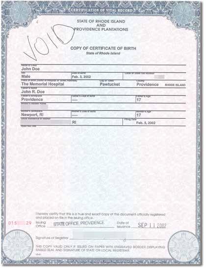 Certification of Report of Birth Issued by the U.S.