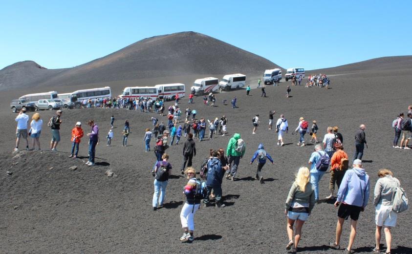 by bus with tour leader and arrival at the Etna station at 1,900 meters. Stop with the possibility of soft trekking visiting the most recent lava flows and the Silvestri craters, now extinct.
