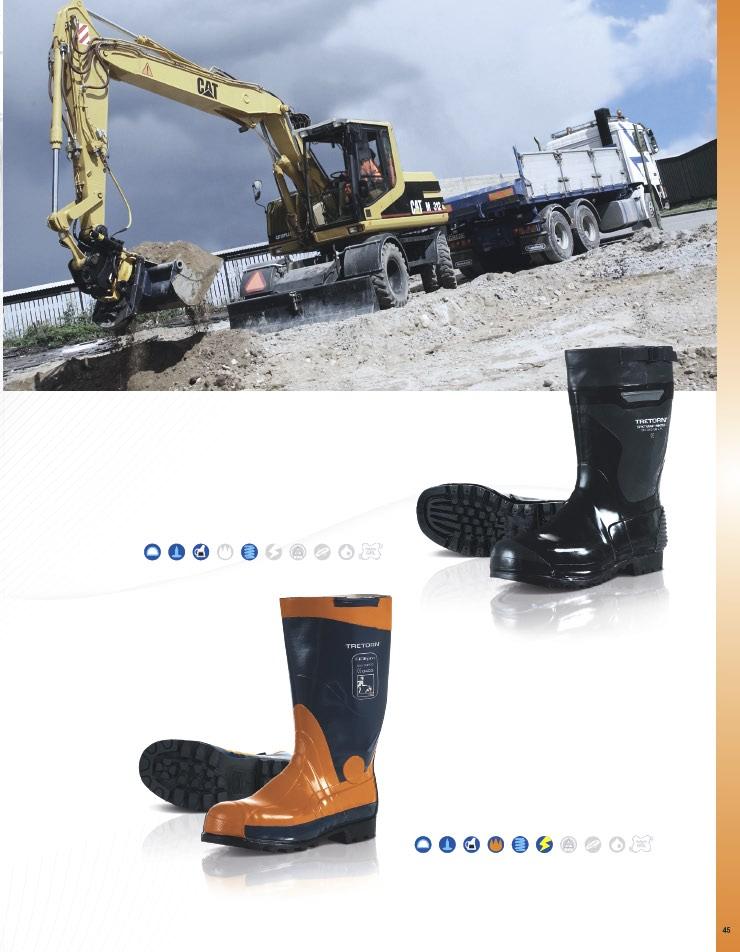 Rubber and PU boots Model 31929 Spiktramp Winter A spacious rubber boot lined for warmth, with adjustable leg and penetration protection. Upper: Natural rubber. Reflective strip.