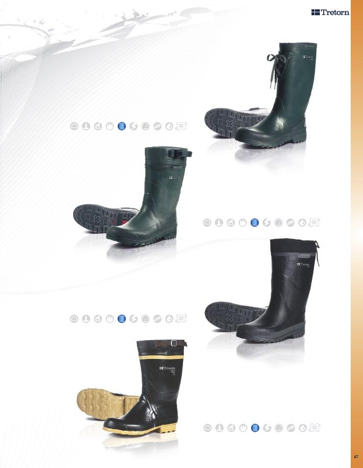 Rubber and PU boots Model 35025 Strong A durable, comfortable rubber boot with anatomically moulded fit and adjustable leg. Upper: Natural rubber. Lining: Durable canvas.