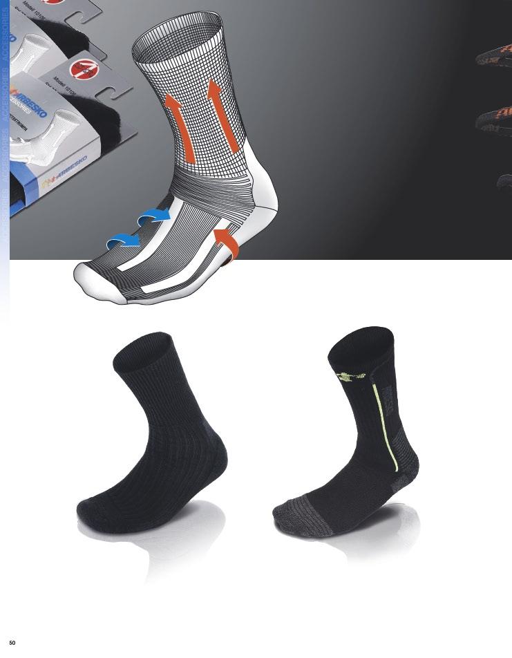 The socks also make a difference Arbesko Accessories include several choices of socks, specially adapted not only to our footwear models but also to various types of working environment.