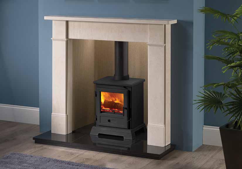 Package 5 Contains: Any Principal, Imperial, Quadrical or Essence Stove Nera 48 Corinthian Beige Stone Mantel Skamolex 4 Board