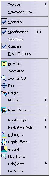The standard Windows Toolbar 3 Geometry: This is a toggle tool to hide or to show the geometry Specifications: This is a toggle tool to hide or to show the specification tree Compass: This is a