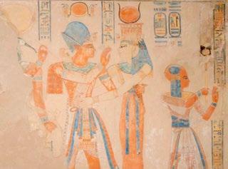To the right, the king can be seen with another female deity, perhaps Hathor (Hassanein and Nelson 1976).