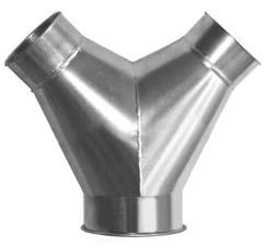 K&B Duct Clamp Together Duct Y-Branches B C C E A All fittings have slip fit capability in the collar. See page 3. A Galvanized and Stainless Steel 30 or 45 C C E 4-12 8.5 13-18 11.5 19 up 14.5 Dia.