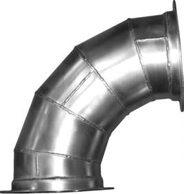 K&B Duct Flanged Duct Elbows - Flanged Standard Radius (1.5) 90 deg 60 deg 45 deg 30 deg Dia. Part # Part # Part # Part # GA See note for sizes under 24. 24" 22024.90 22024.60 22024.45 22024.