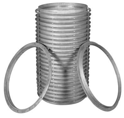 Connectors - Flanged Duct Stock Angle Rings - Pressed and Rolled Steel Kirk & Blum stock angle rings through 14 diameter are press formed. Angle rings above 14 diameter are roll formed and welded.