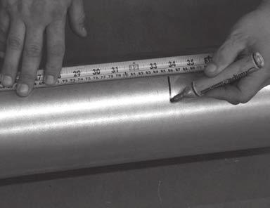 Measure the length needed for adjustment. Step 2. Take a standard 5' section of appropriate diameter duct. Mark the duct slightly shorter (3"-4") than the length needed.