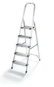 Item B-1.16 Footstools, 5-Step 5-steps stool/ladder for use in a public environment to access ceiling or high cupboards/shelves. 1) Lightweight, durable, made of aluminum. 2) With safety latch.