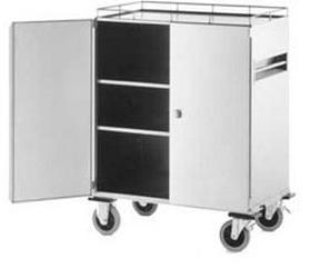 Item B-1.29 Trolley, decontamination Cabinet trolley for transporting containers and material between contamined and clean rooms to and from the sterilization centers.