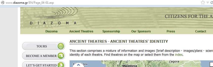 Index of Ancient Theatres & Odeia by Diazoma Creation of a virtual park of ancient theatres and an interactive map of Greece