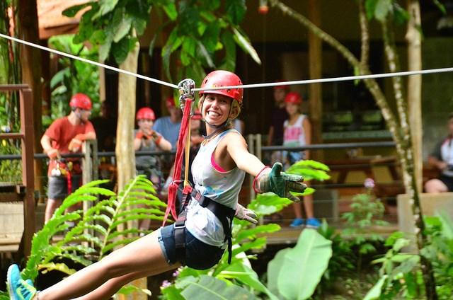 The canopy tour consists of ten zip lines, two repels, a Tarzan swing, and suspension bridge.