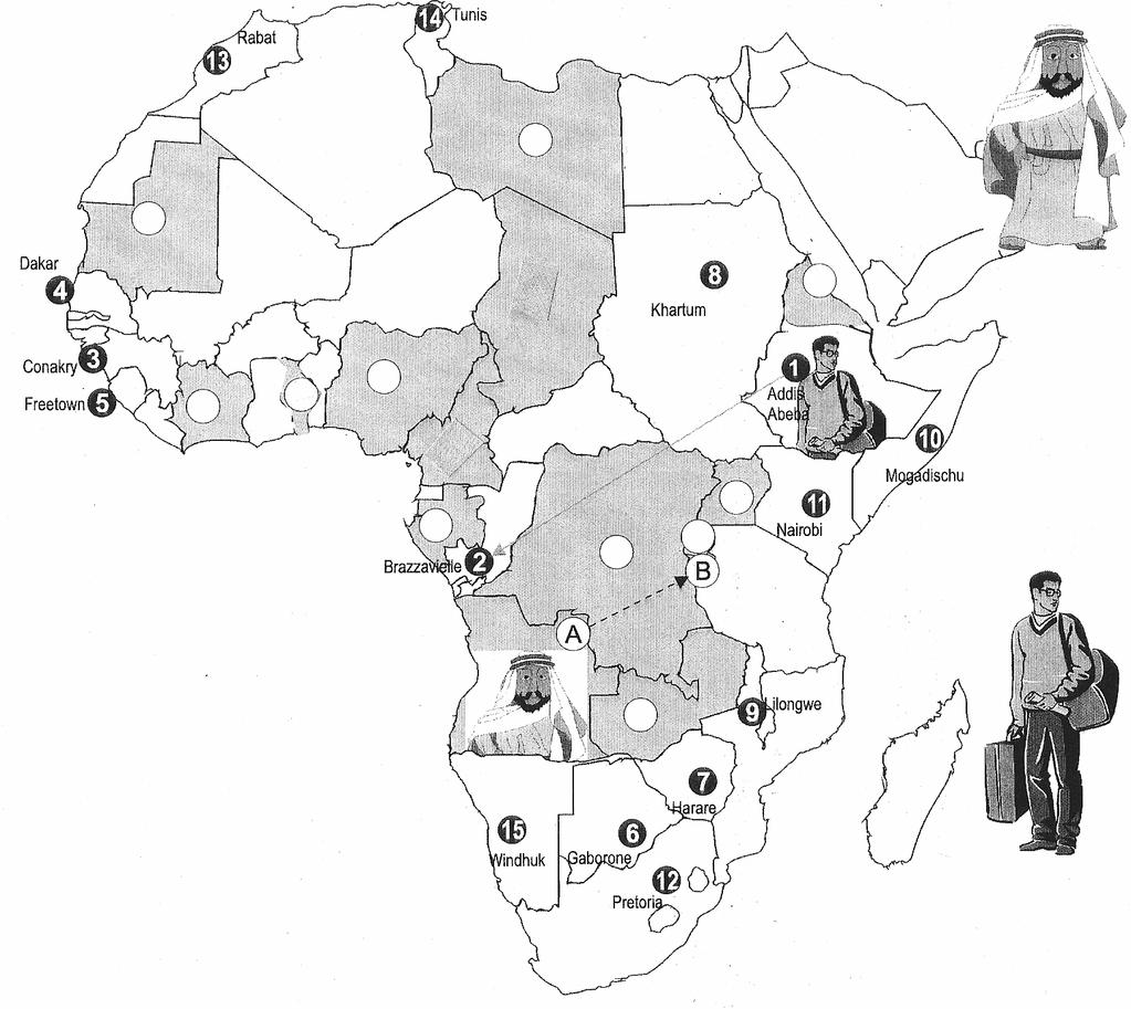 M6 A Trip through Africa Africa (Year 7) Journey 1: An Arabian salesman is on business in 13 African states, which he visits in alphabetical order. Which countries does he go to?