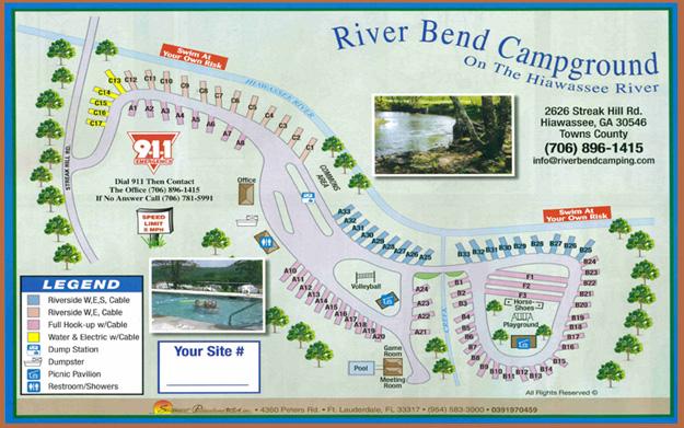 April 10, 2015 Drive to Georgia Campground Riverbend Campground on the Hiawassee River (706) 896-1415 2626 Streak Hill Road.