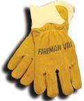 Additional cowhide is sewn on palm side and thumb crotch for additional support. Fireman V offers a Nomex 2-ply wristlet with Duratex vapor barrier and Modacrylic fire retarding liner. NFPA certified.