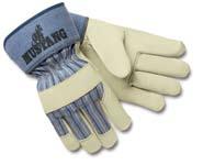 03 GLOVES LEATHER Leather Palm A Quality Leather Full feature Gunn pattern, plasticized cuffs for laundering.